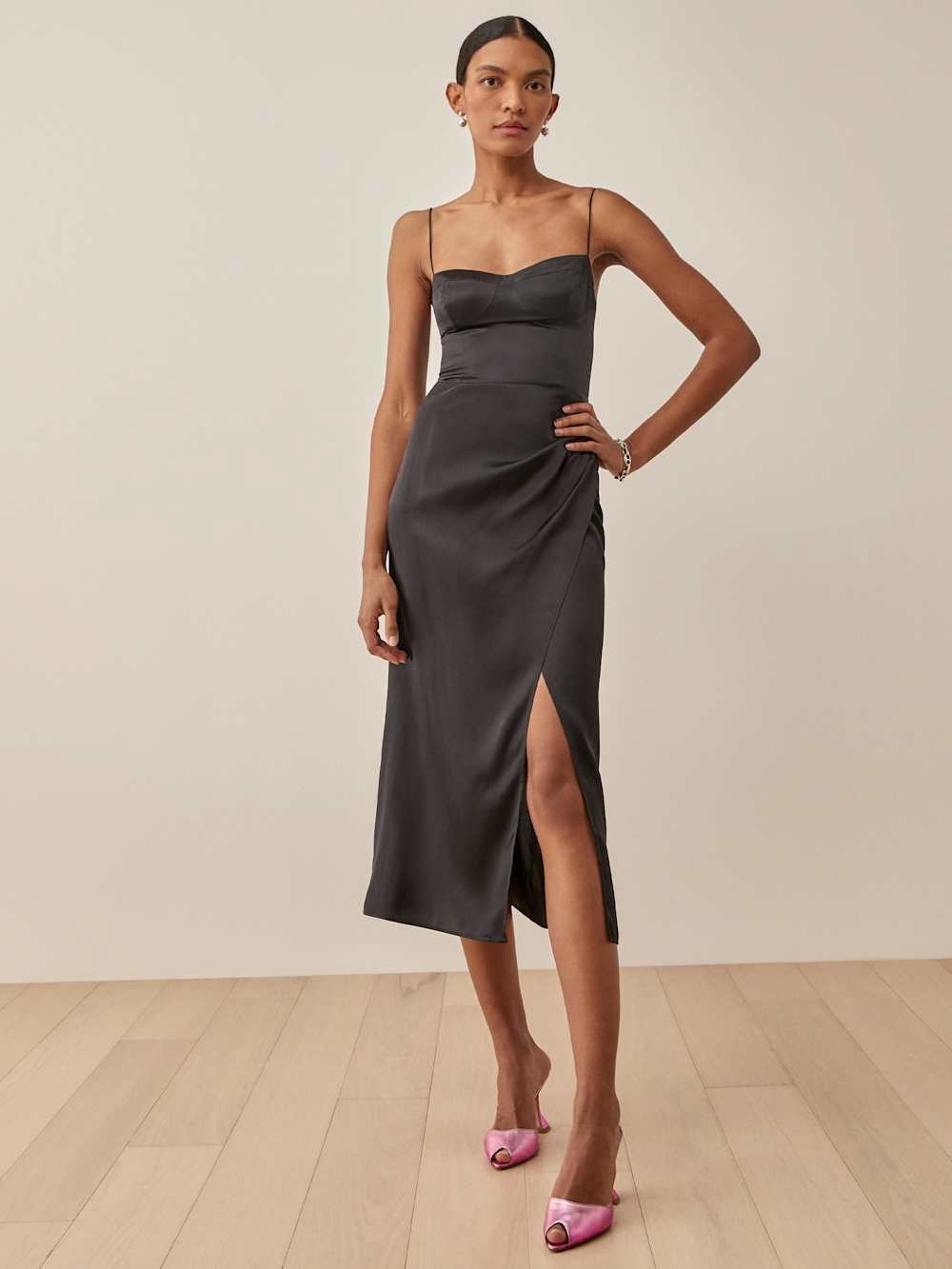 Reformation Marguerite Silk Dress in Black Size 0 NWT